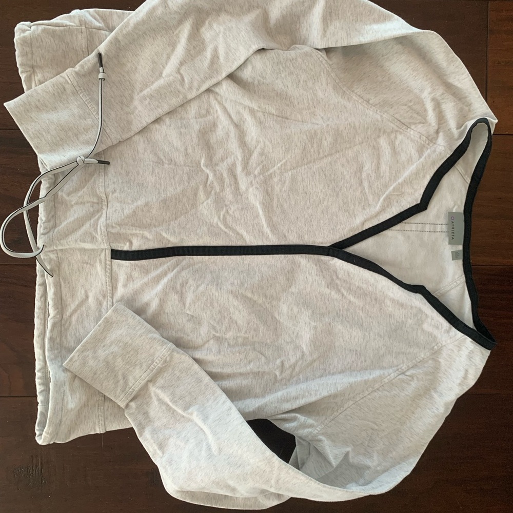 {Athleta} Gray Sentry Tie-Waist Sweatshirt, Long Sleeve, Drawstring, Size XL